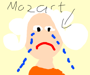 A doodle of a crying Mozart.